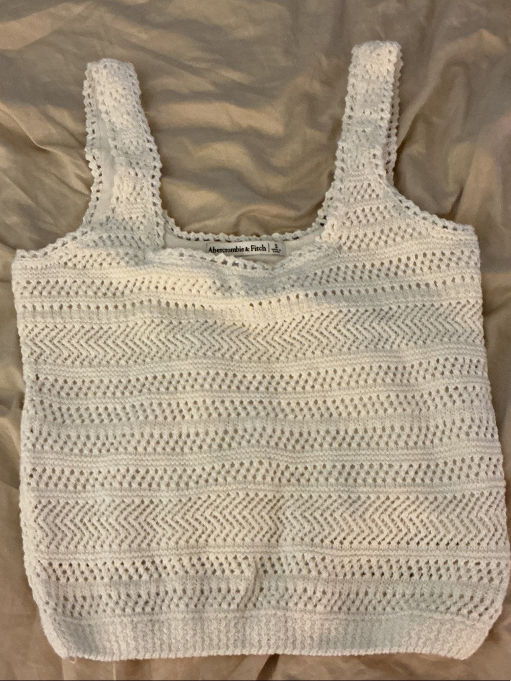 Abercrombie & Fitch White Crochet Knit Tank